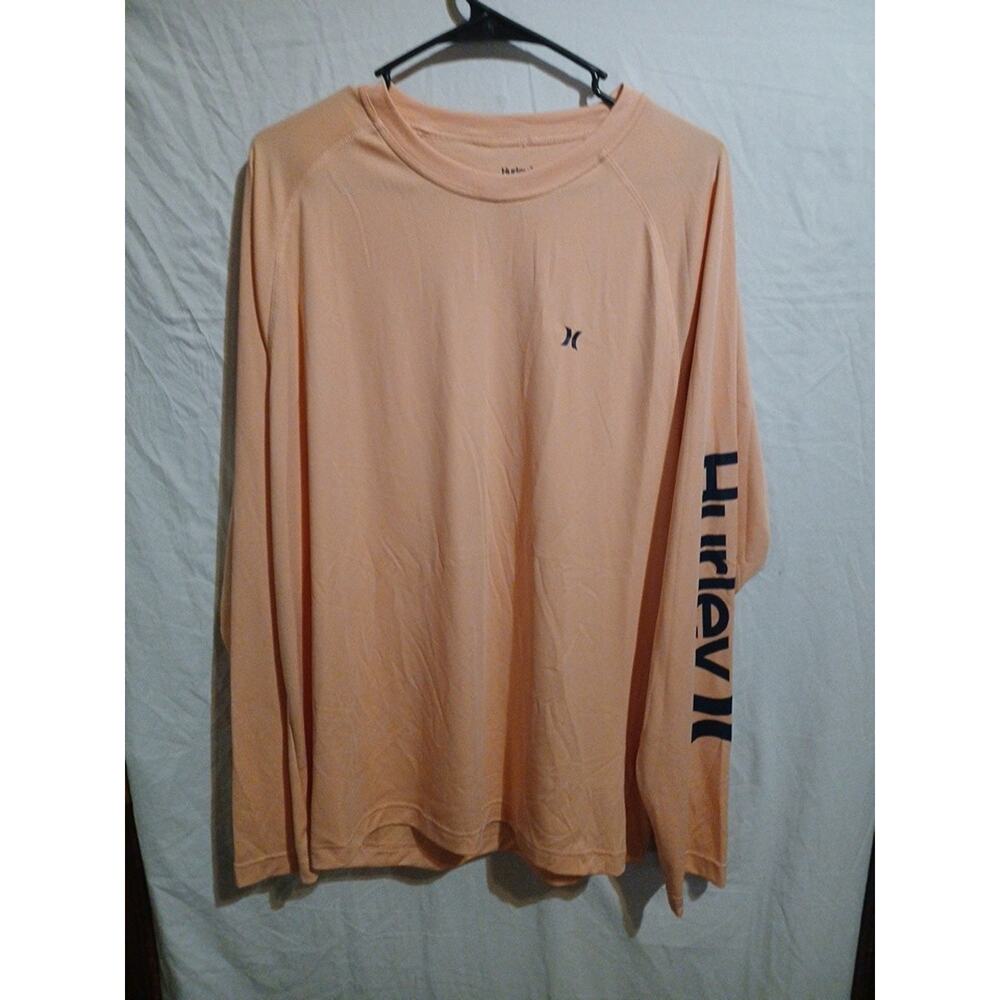 Hurley Shirt Mens Large Peach Polyester Long Sleeve Large B23